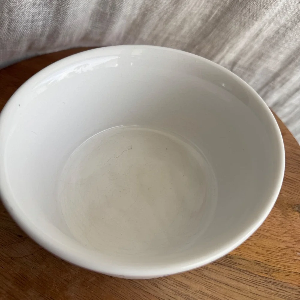 Vintage 1985 FTDA Chicken Soup Bowl with‎ Handles Blue White Ceramic Farmhouse